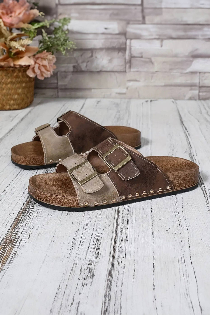 Suede Rivet Sandals
