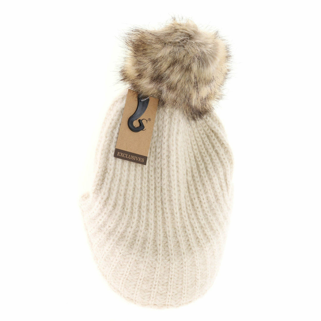 Knitted Brim C.C Beanie w/Pom
