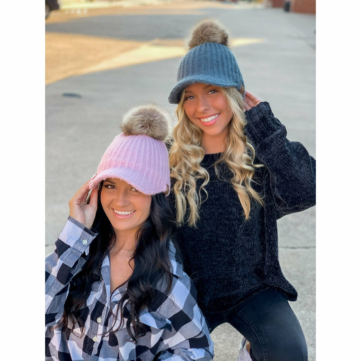 Knitted Brim C.C Beanie w/Pom