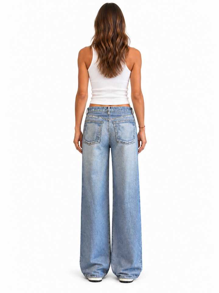 Illusion Denim Wide Leg Pant