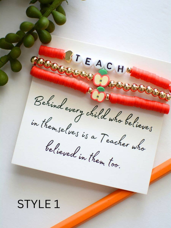 Teacher Bracelet stack on Inspirational THANK YOU Card gift
