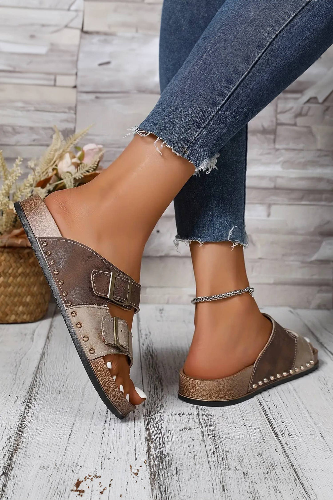 Suede Rivet Sandals