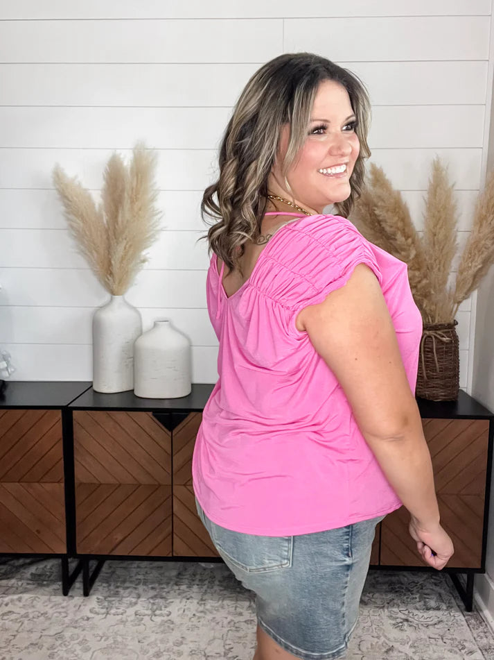 Ruched Shoulder w/back tie