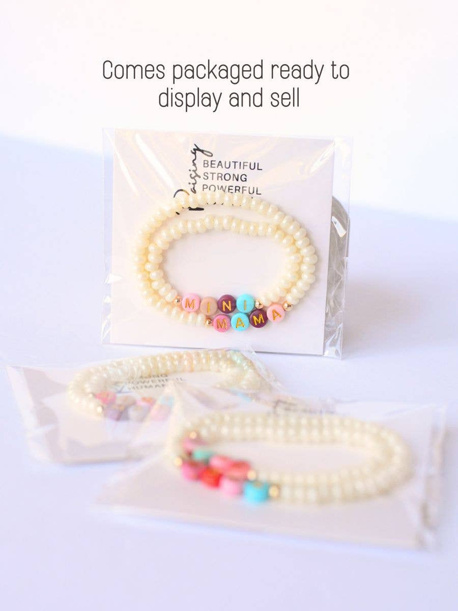 Pearl Mama and MINI multi colored matching Mom bracelet set