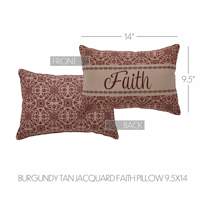 Burgundy Tan Jacquard Faith Pillow 9.5x14