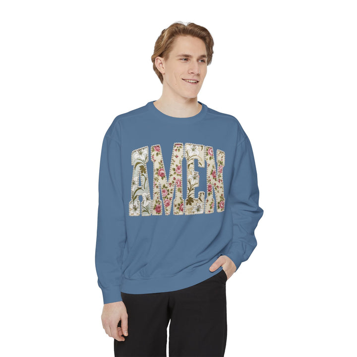 Amen Floral Print Sweatshirt | Vintage Botanical Lettering