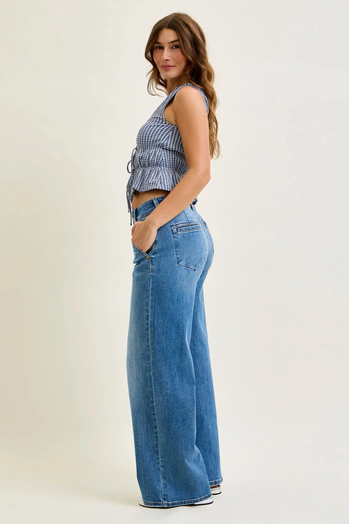 Judy Blue LONG HW Column Trouser Wide Leg Denim Jeans 82696
