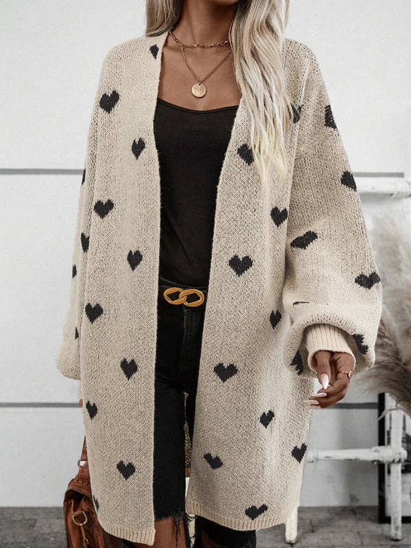 Heart Jacquard Knit Cardigan