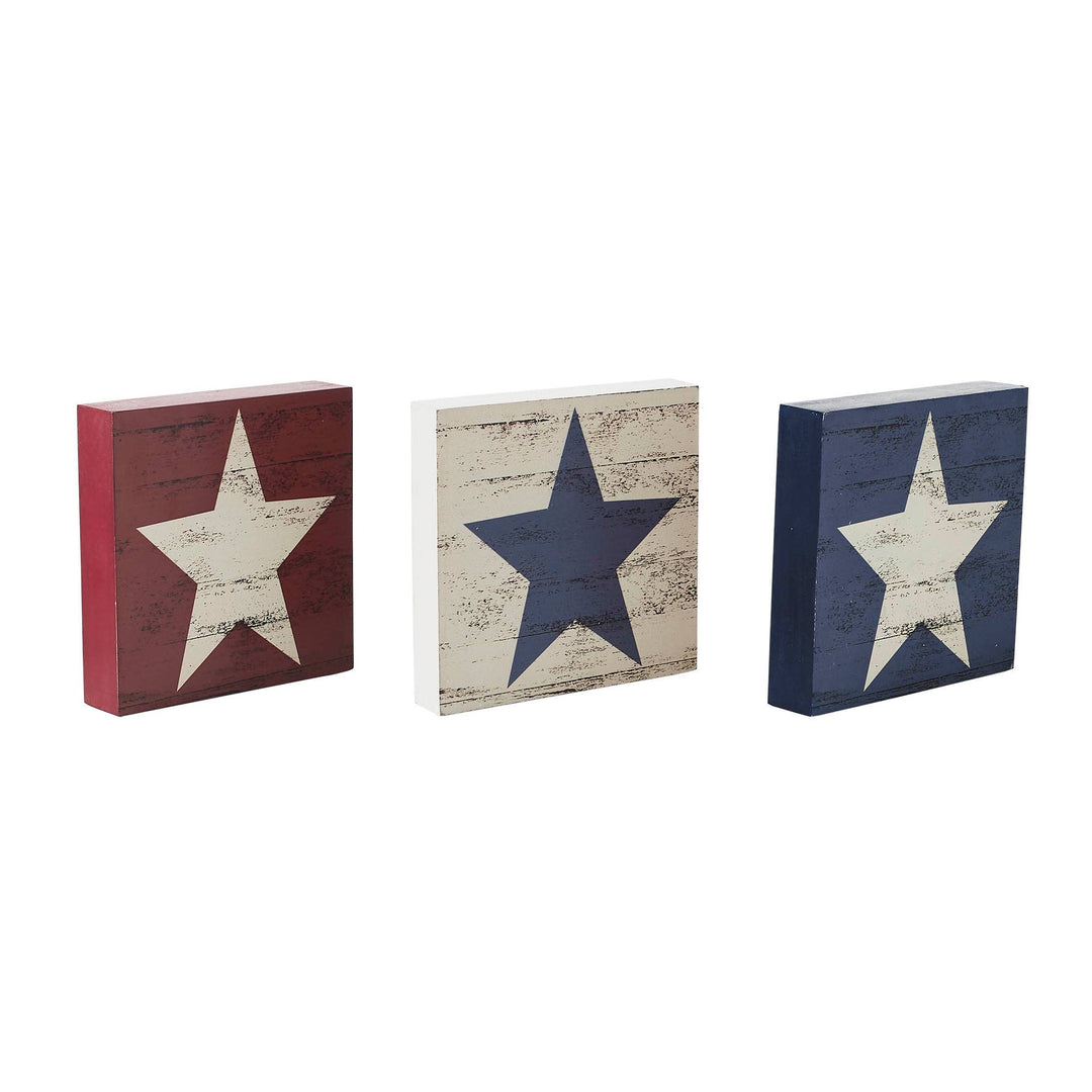 RWB Star Block Signs Set of 3