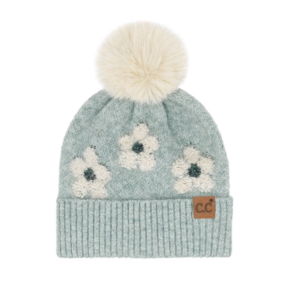Women's Chenille Winter Pom Beanie - Daisy - Mint