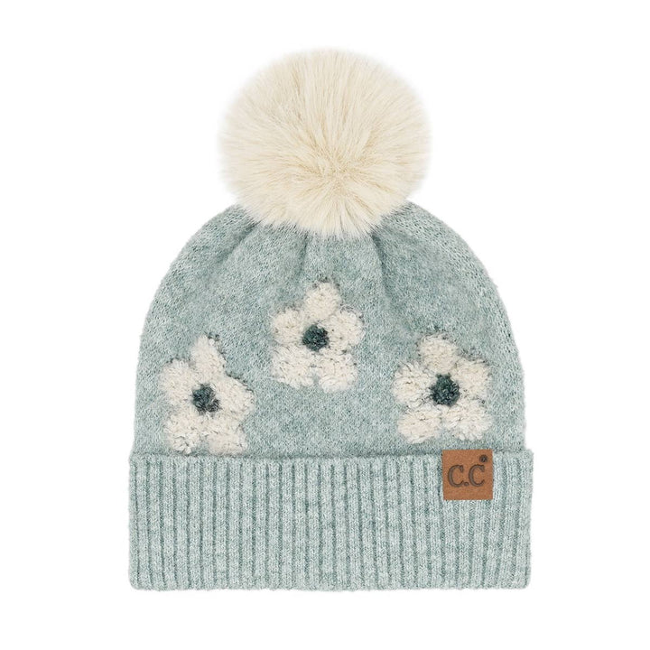Women's Chenille Winter Pom Beanie - Daisy - Mint