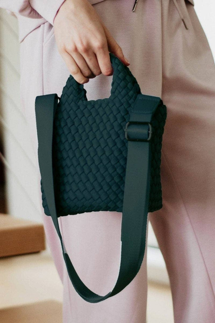 Forest Green Woven Bucket Bag
