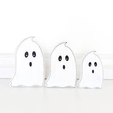 50293 - 5x8, 5x7, 4x6 wood cutout ghost s/3 HALLOWEEN Decor