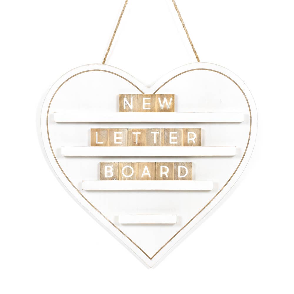 15829 - 18x17 hanging wood letterboard (HEART) wh  Valentine