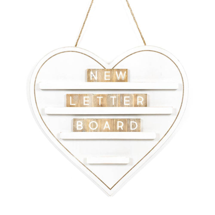 15829 - 18x17 hanging wood letterboard (HEART) wh  Valentine