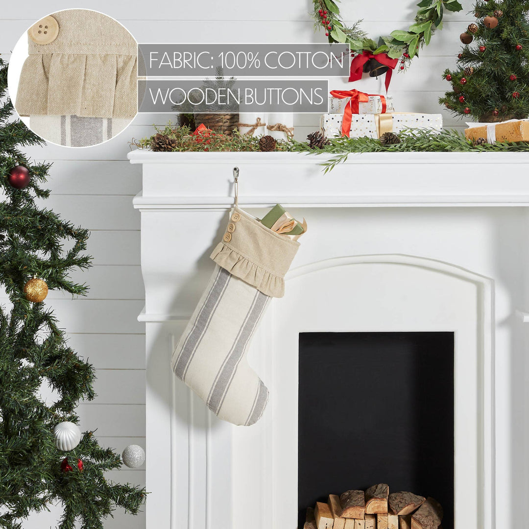 Grace Grain Sack Stripe Ruffled Stocking