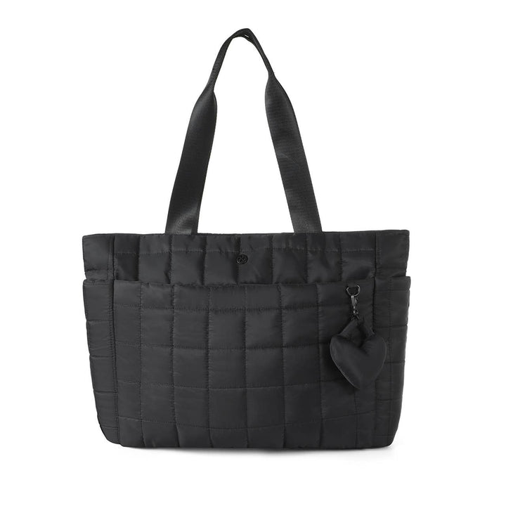 Quilted Tote Bag with Heart Bag Charm