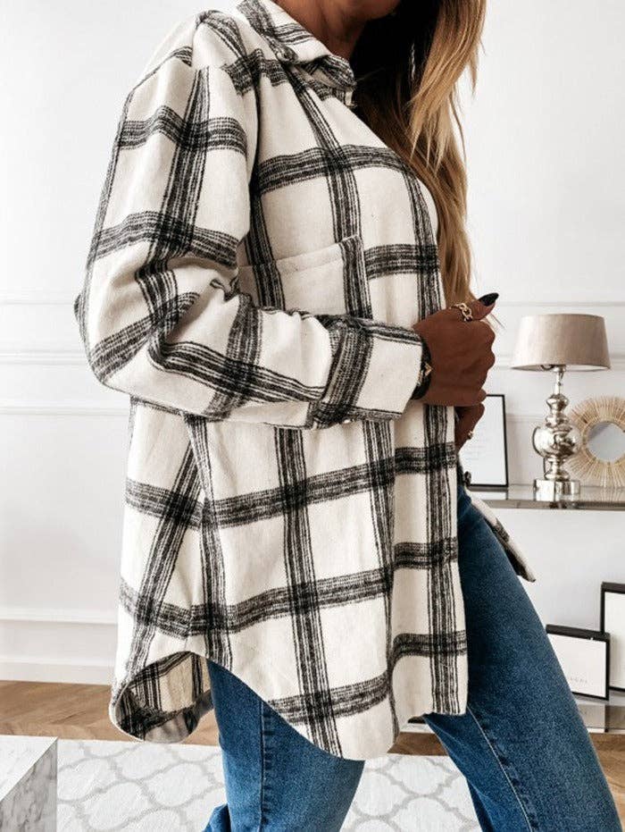 Beige Plaid Shacket