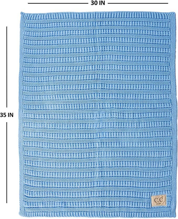 Baby Blanket Ribbed Knit (Pale Blue)