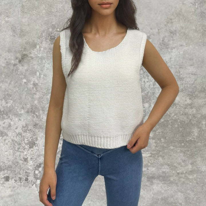 Satin ribbon Lace up knit vest