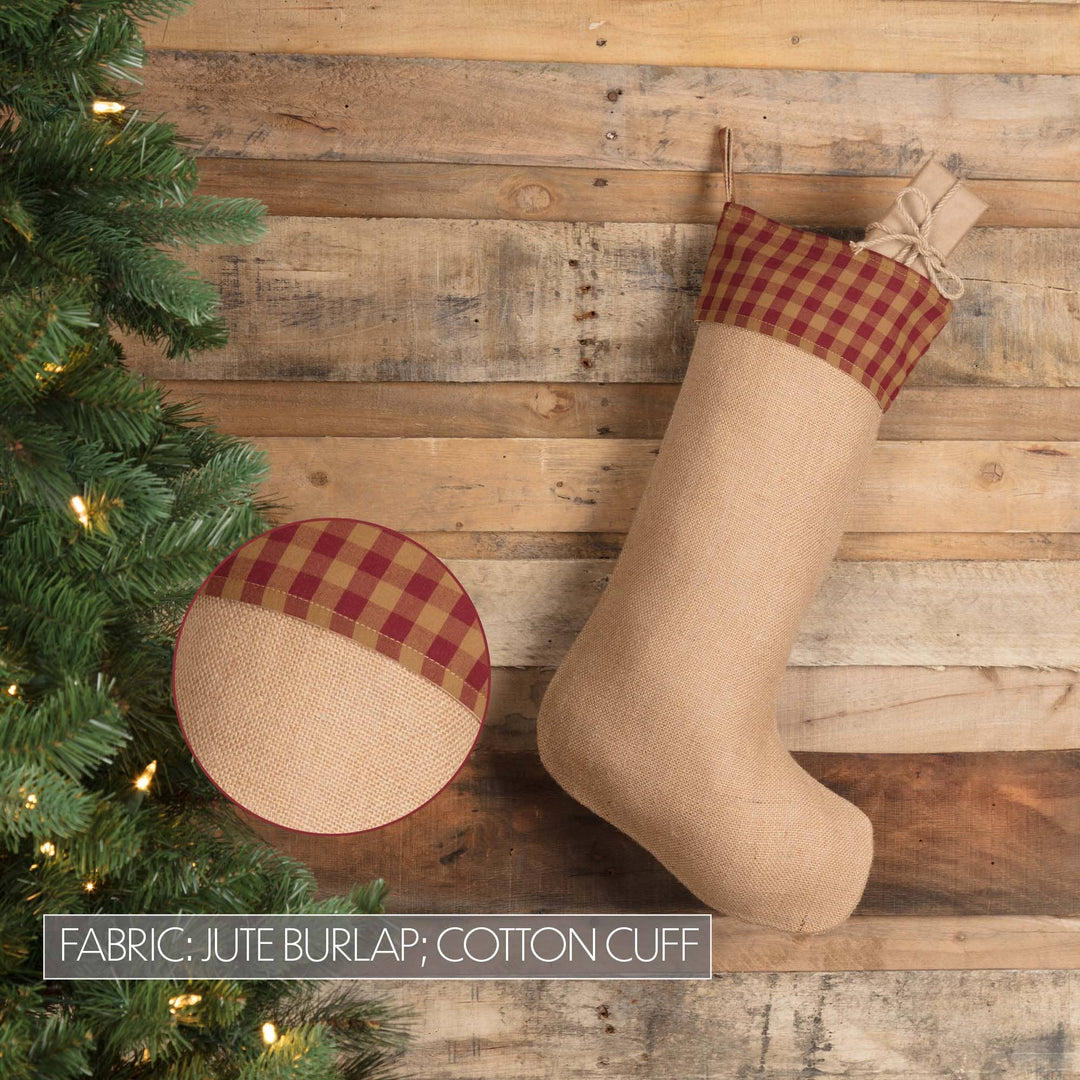 Burgundy Check Jute Stocking