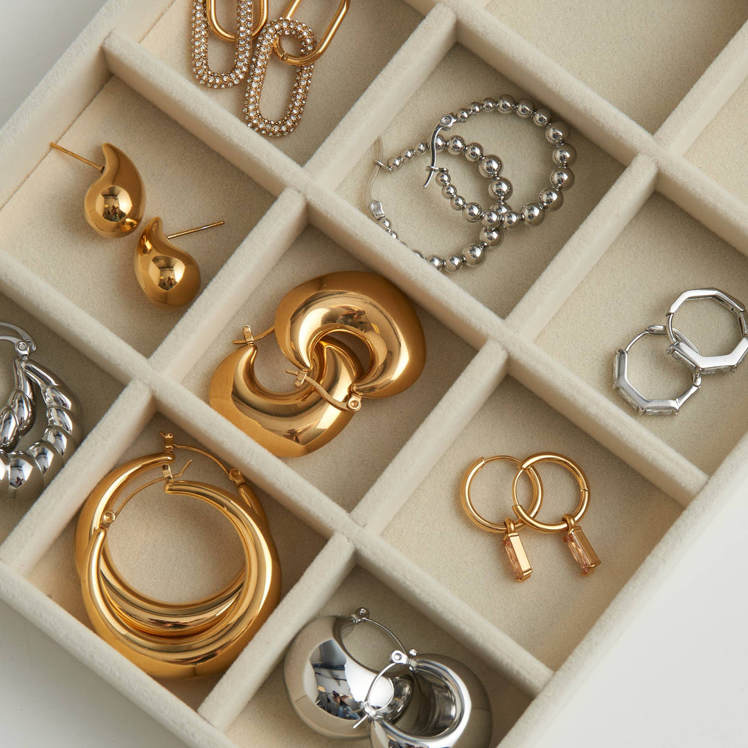 Waterproof Earrings Narelle Bubble Hoops in 18K Gold + Steel
