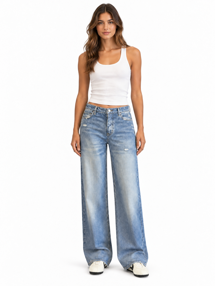 Illusion Denim Wide Leg Pant