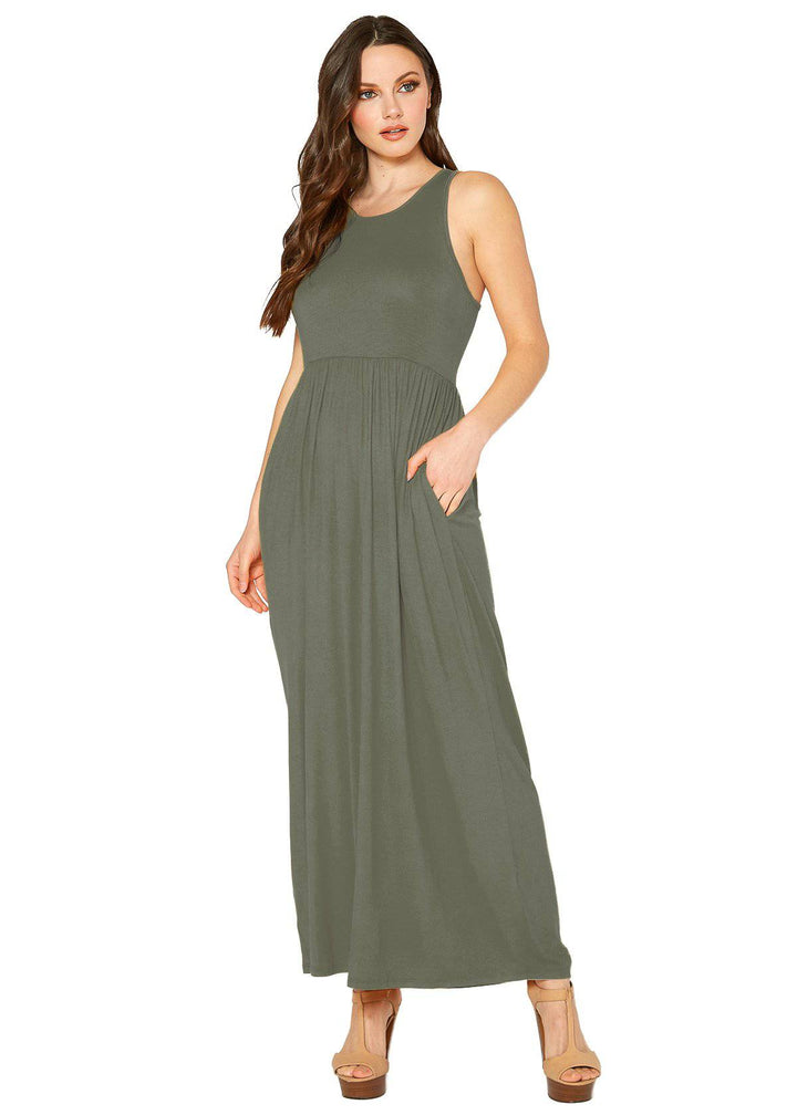 Bellatrix Women's Sleeveless Pleated Maxi Dress