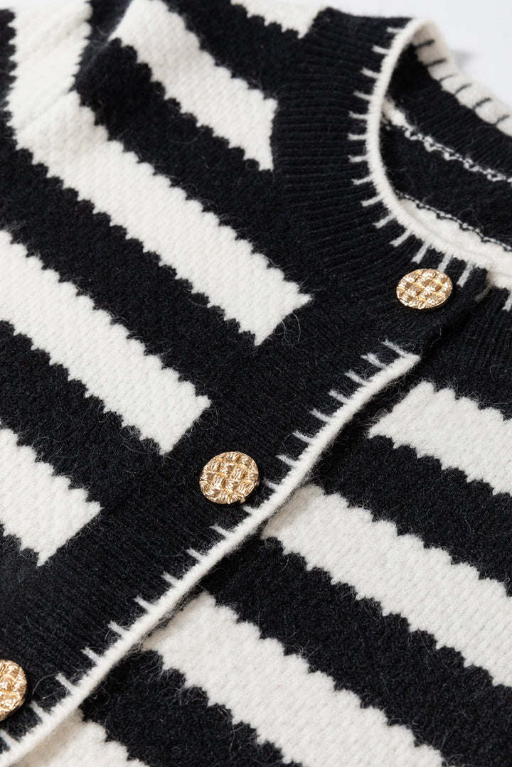 Stripe Buttoned Cardigan Sweater