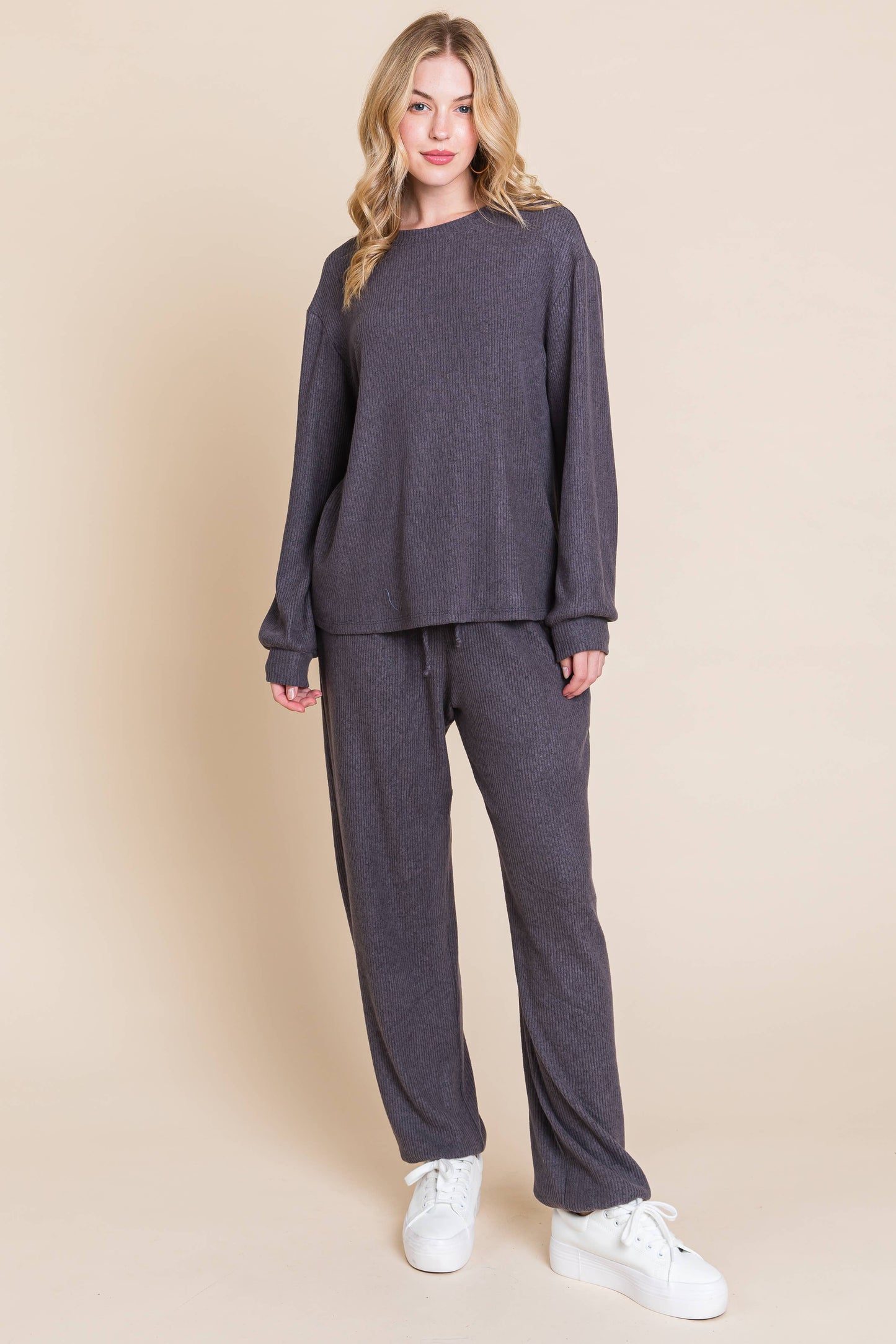 Ribbed Casual Loungewear Set