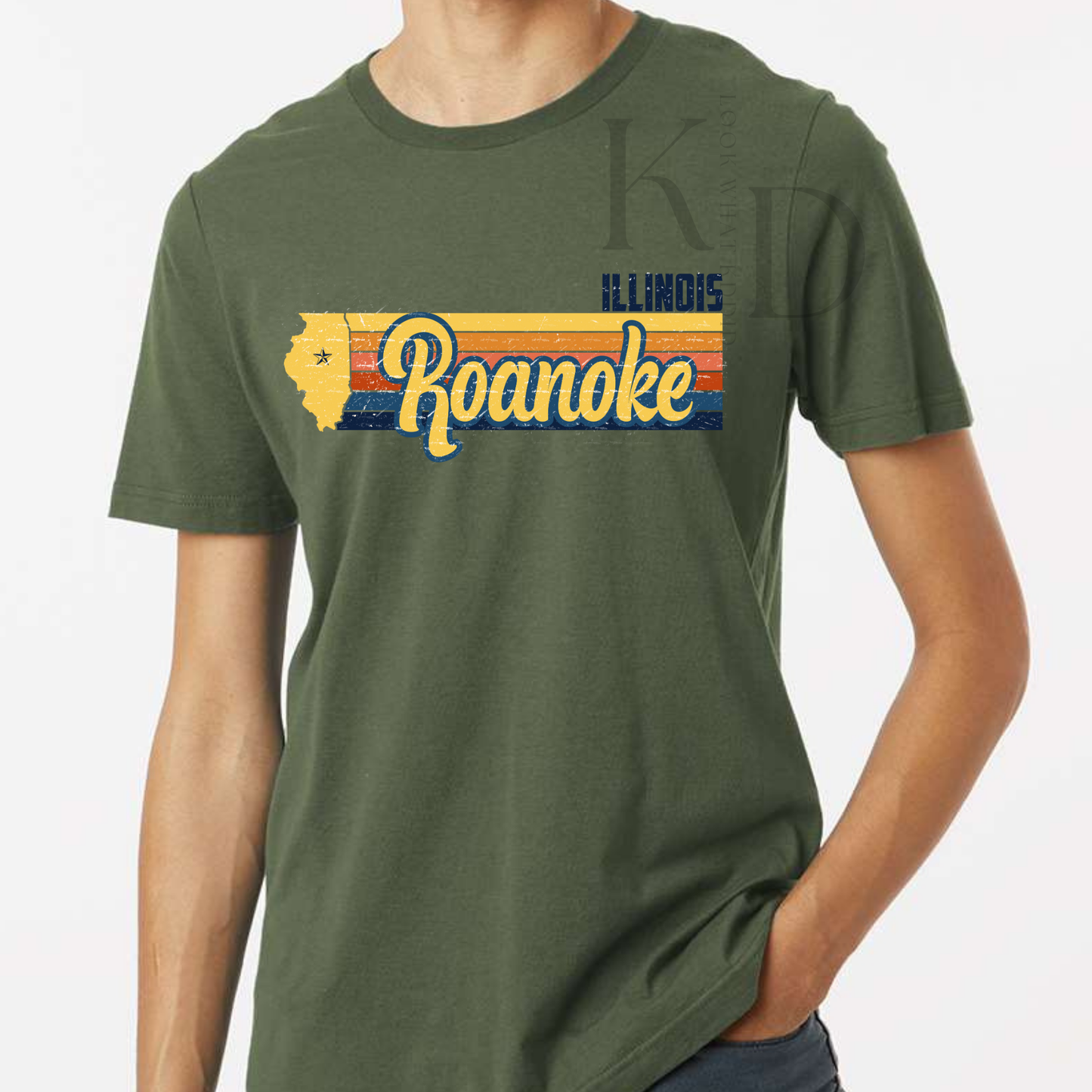 Roanoke Striped With State Outline T-shirt