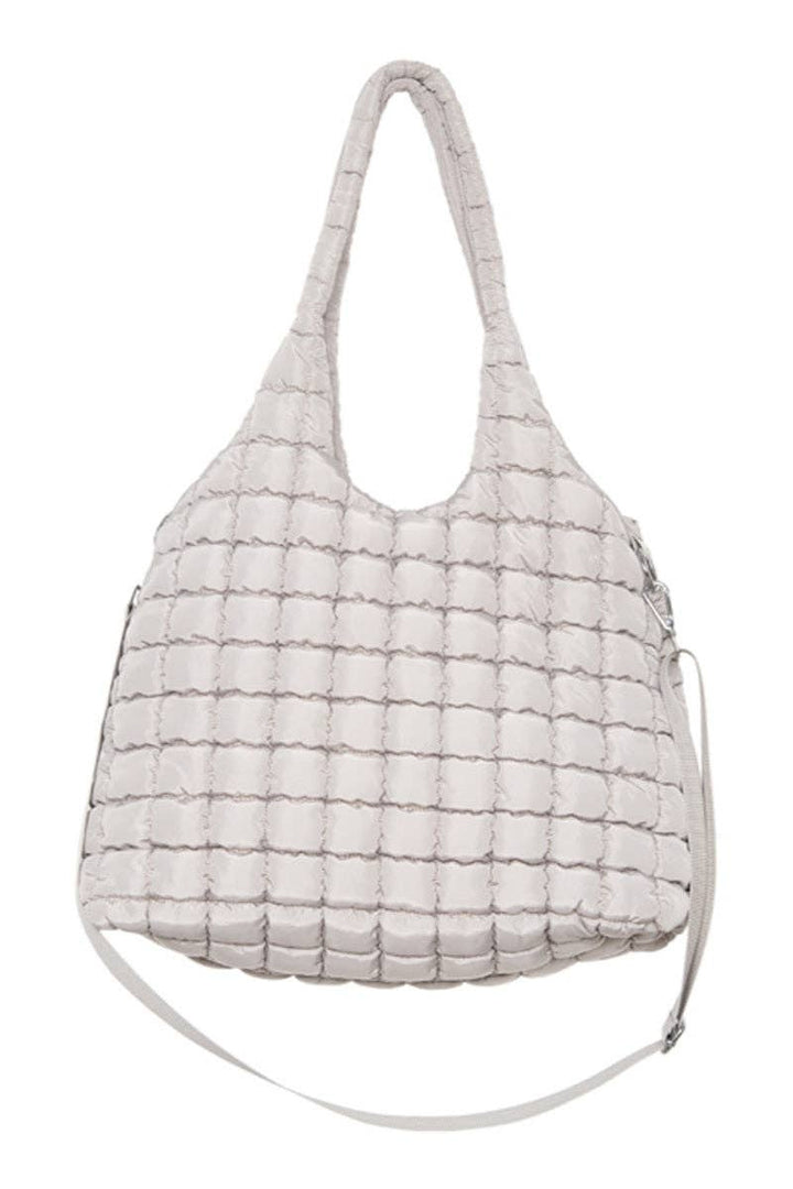 Sand Rectangular Quilted Puffer Tote