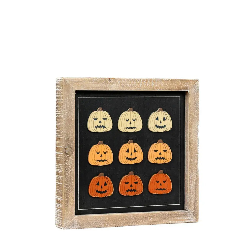 10x10 Wood Frame Sign Pumpkins Fall Halloween Decor