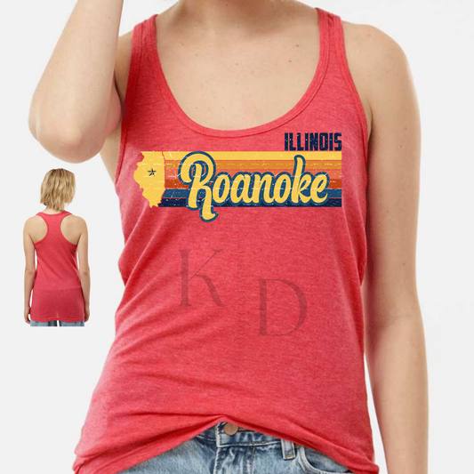 Roanoke Striped With State Outline Tank Top