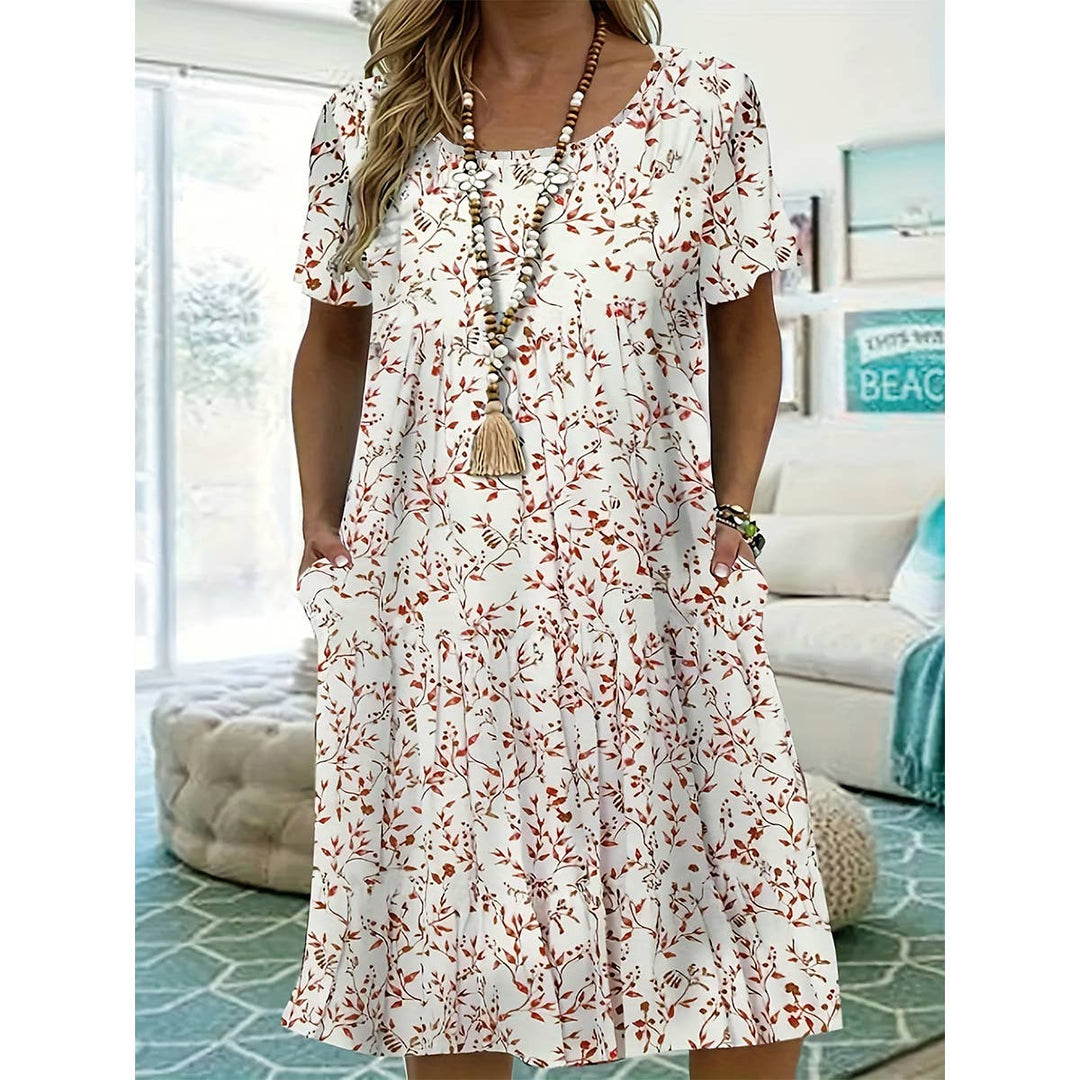 Floral pleated dress with pockets