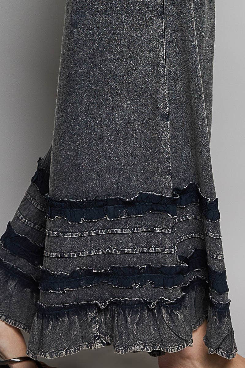 Ruffle Detail Wide Leg Pants