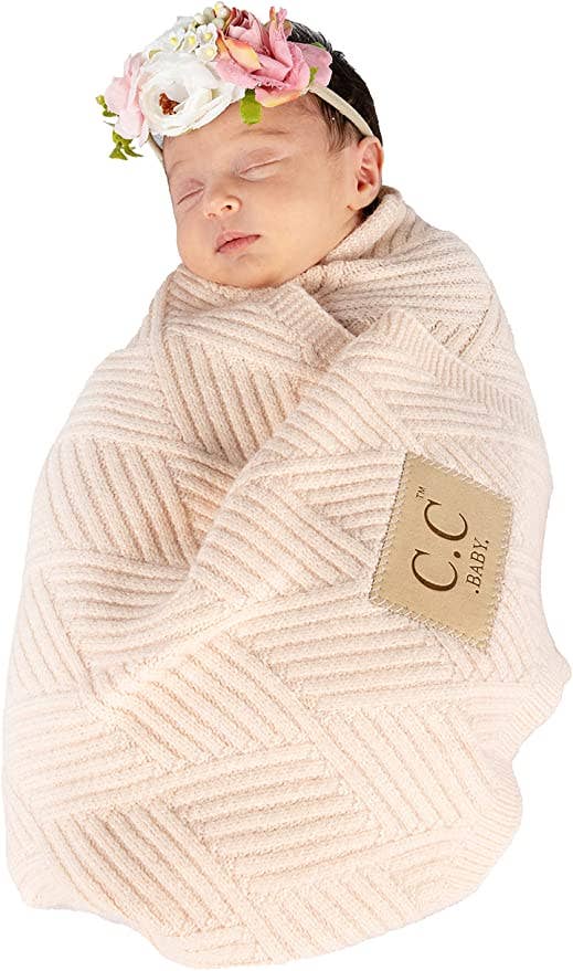 Baby Throw Blanket - Diagonal Basketweave