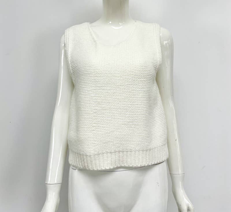 Satin ribbon Lace up knit vest