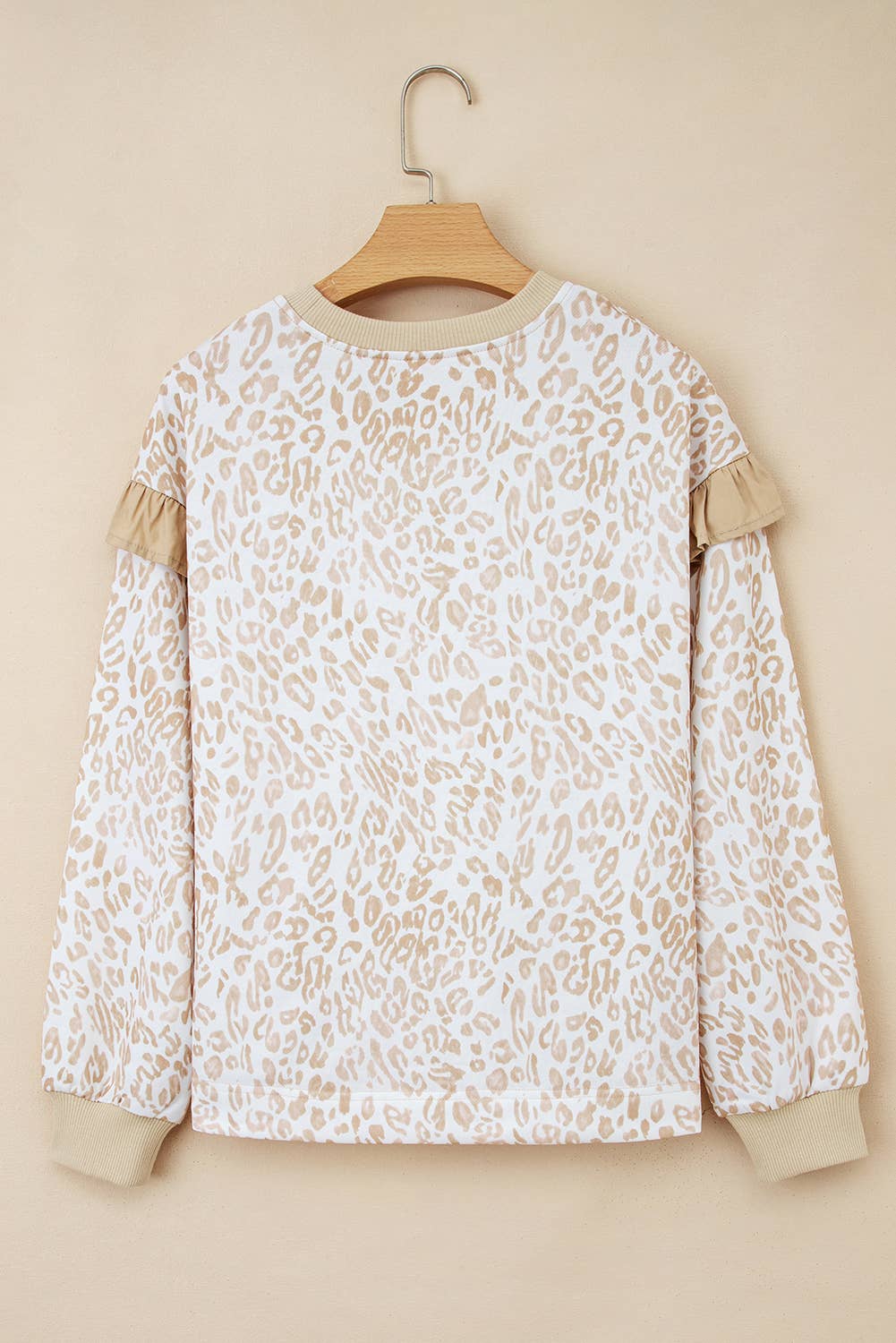 Leopard Ruffle Trim  Sweatshirt