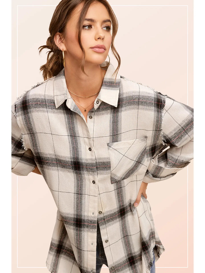 Cut Edge Plaid Shirt