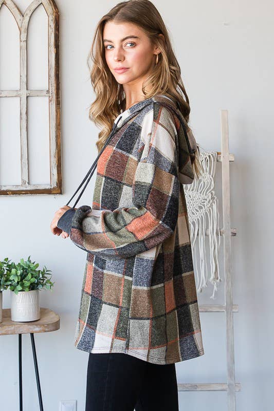 Fall Checkered Hooded Top