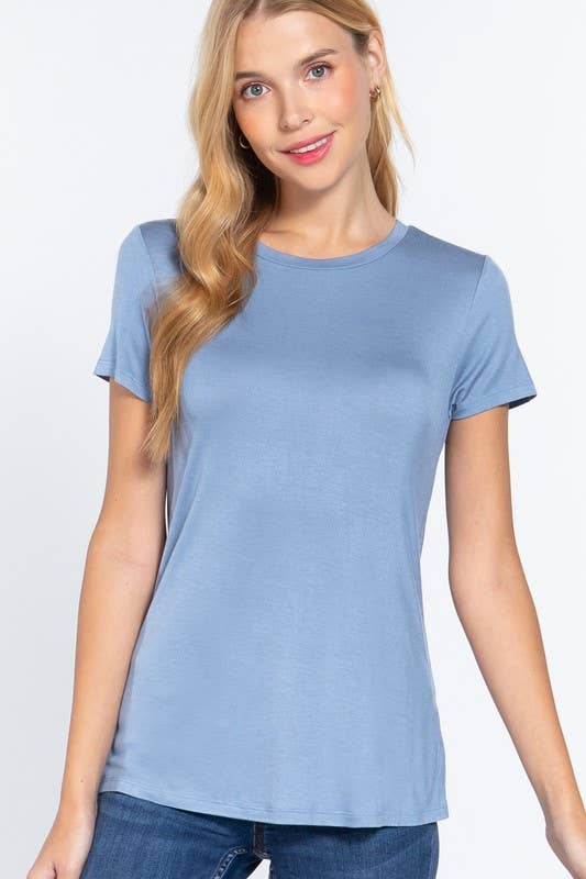 Short Sleeve Crew Neck Rayon Spandex Jersey Top