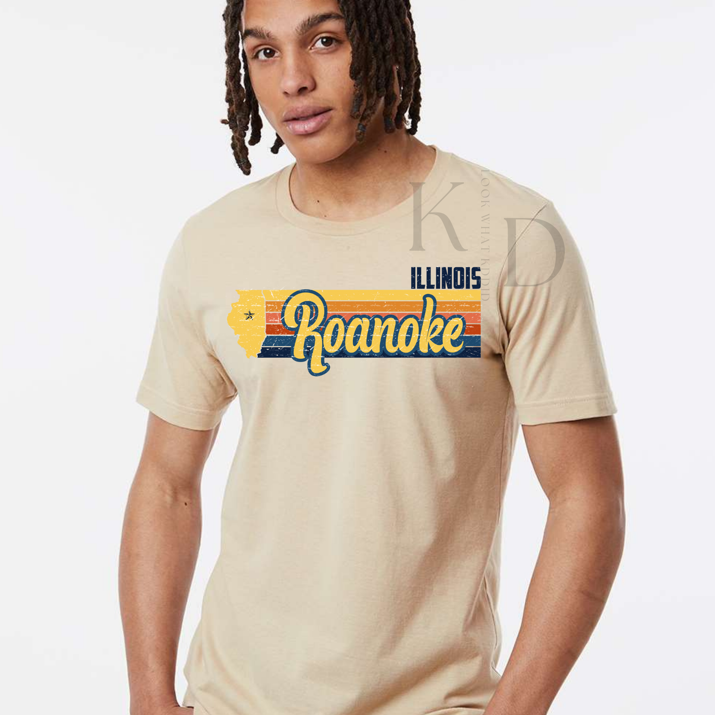 Roanoke Striped With State Outline T-shirt