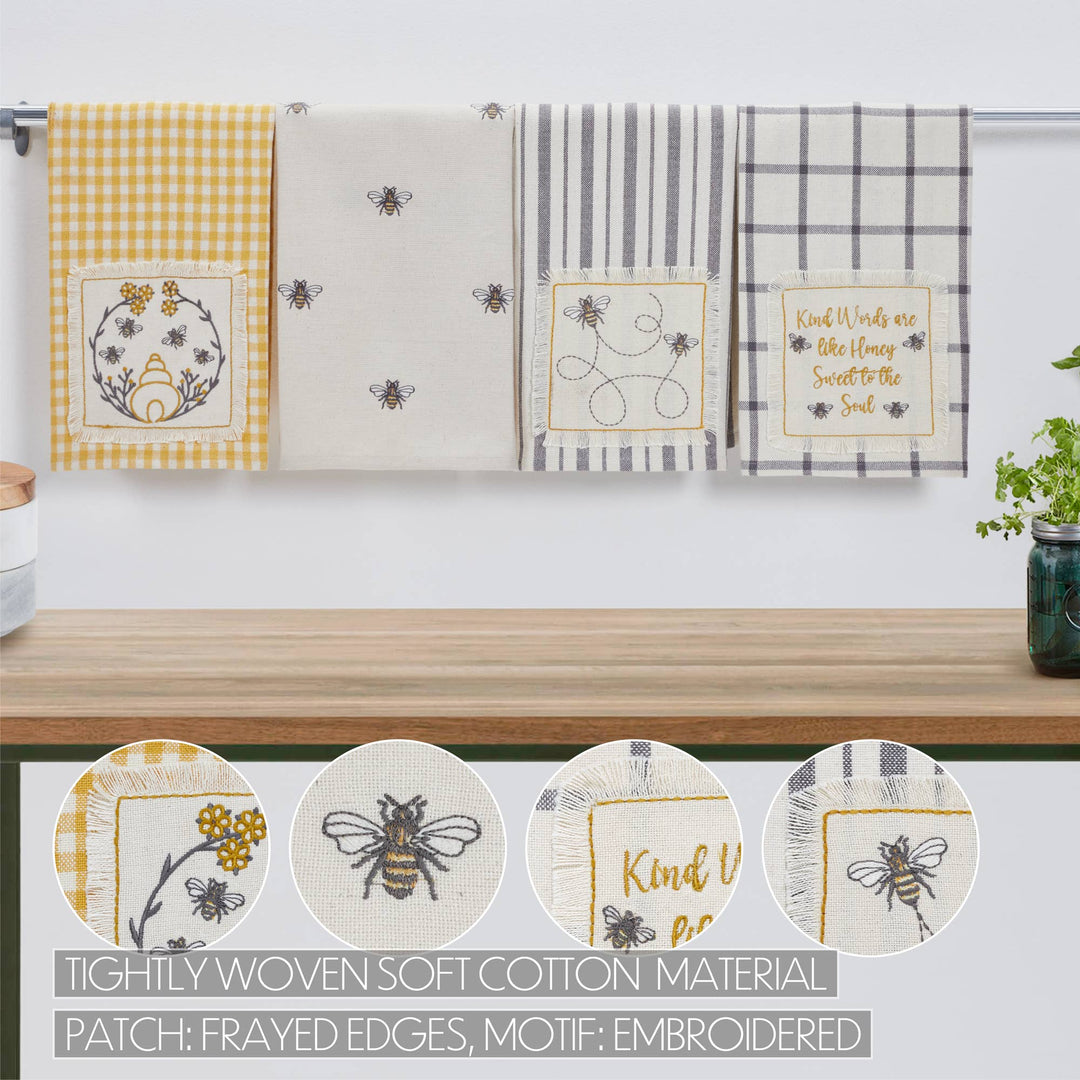 Embroidered Bee Tea Towel 19x28