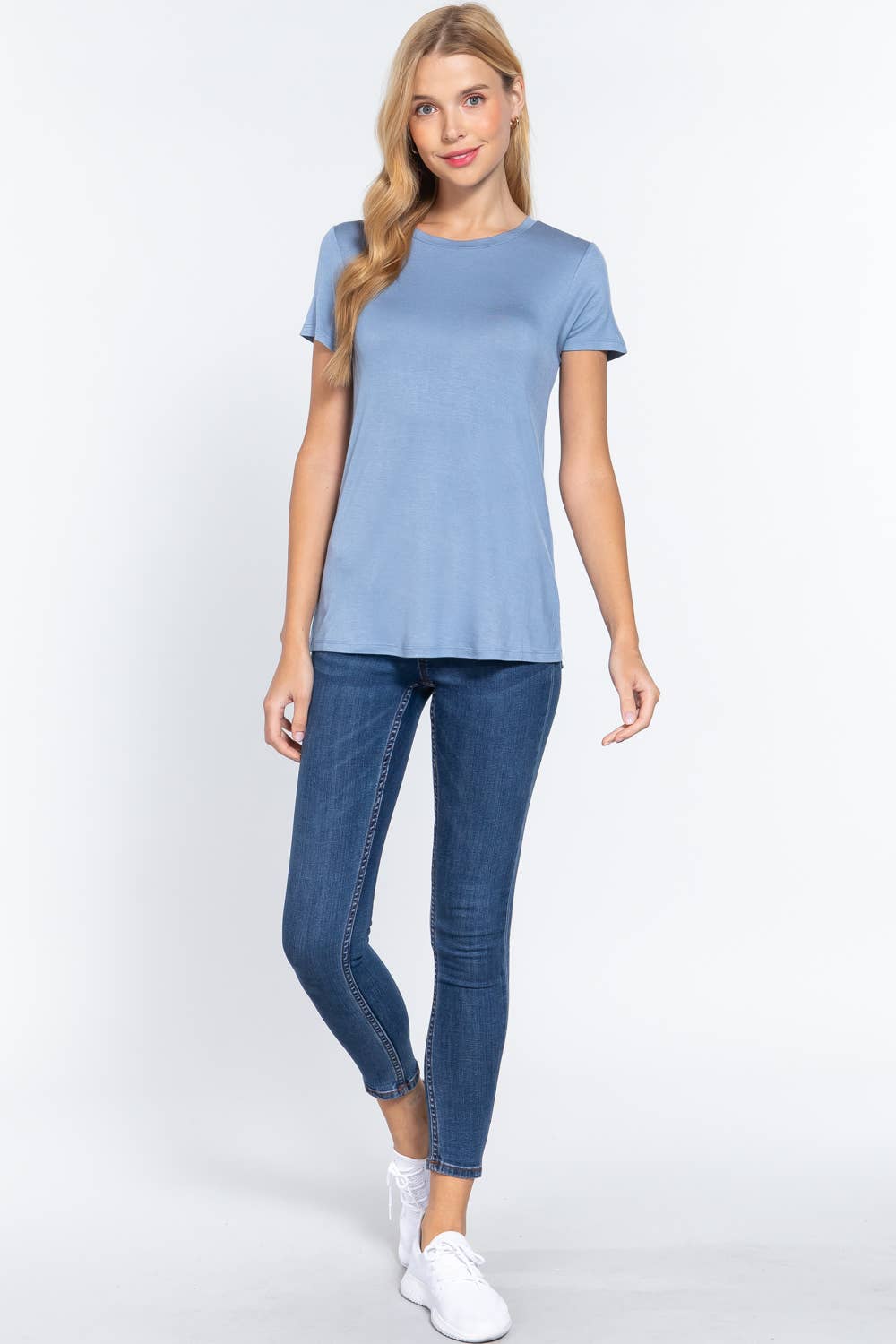 Short Sleeve Crew Neck Rayon Spandex Jersey Top