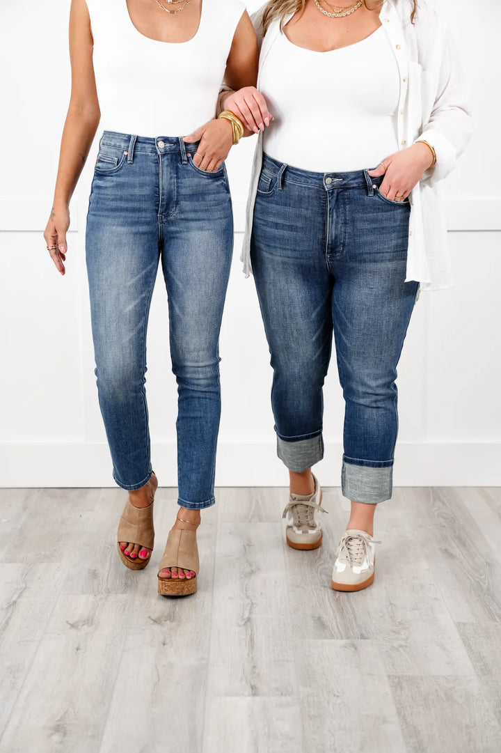 High Rise-Tummy Control Cuffed Capri Jeans Judy Blue 72118PL