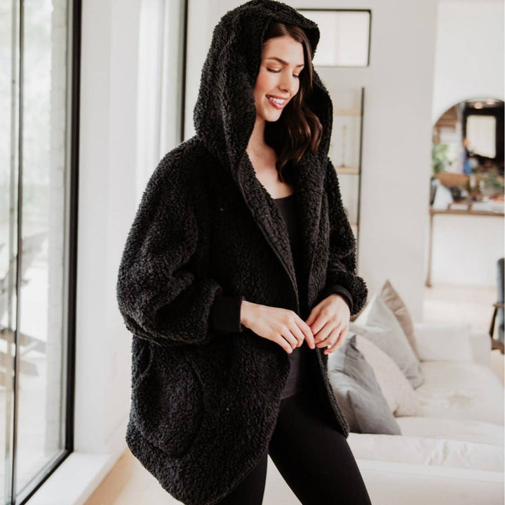 Black Lightweight BODY WRAP w/ Hoodie & Pockets