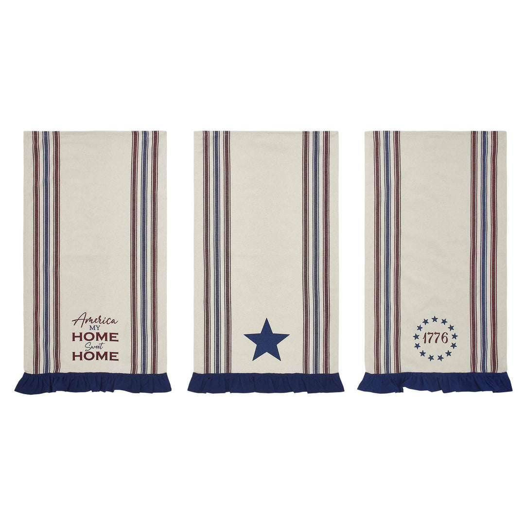 Celebration America My Sweet Home Ruffled Tea Towel 6x28