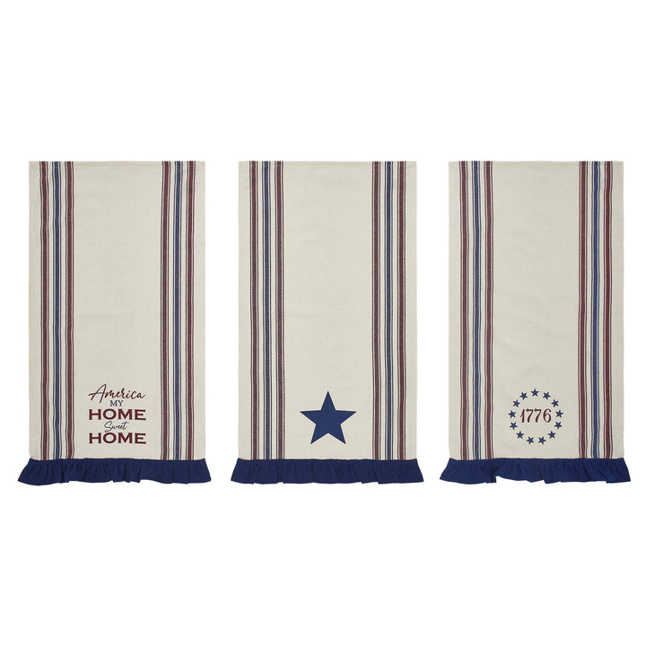 Celebration America My Sweet Home Ruffled Tea Towel 6x28