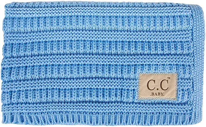 Baby Blanket Ribbed Knit (Pale Blue)